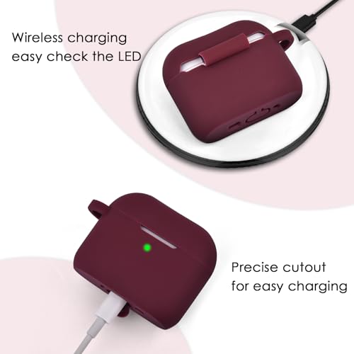 Image of Filoto Compatible with AirPods 4 Case - Soft Silicone Cover with Bracelet Lanyard and Keychain, Shockproof and Scratch-Resistant, Cute Design for Compatible withAirPods 4th Generation(Burgundy)
