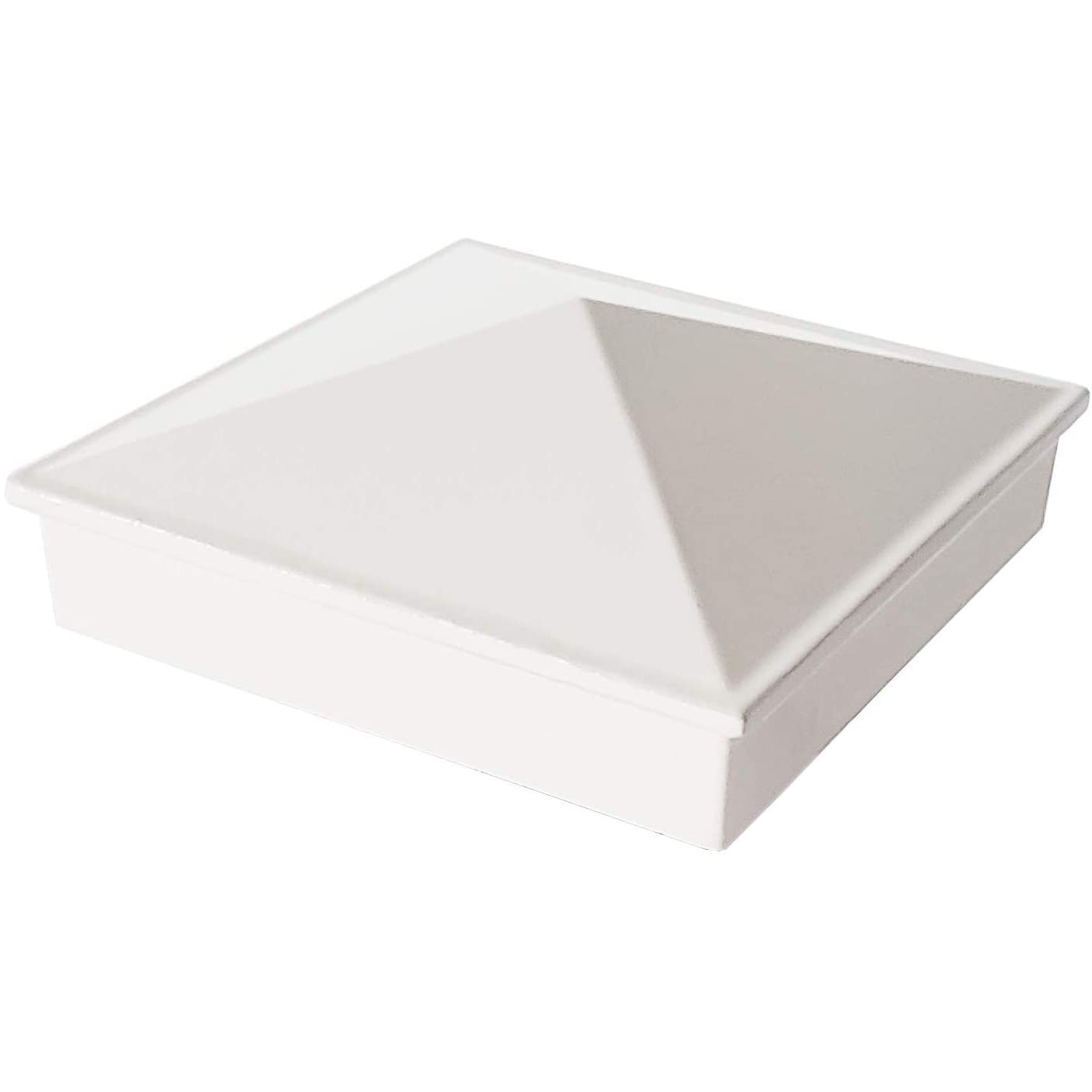 3" x 3" Pyramid Post Cap, Cast Aluminum, Designed for Metal Posts - Pressure Fit Installation - Glossy White (DHPPC30WF)