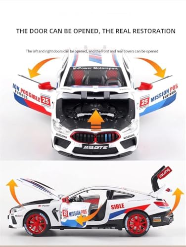 Image of BMW M8 GTE 1:32 Model Car with Box, Zinc Alloy Pull Back Toy car with Sound and Light for Kids Boy Girl Gift [Colors as Per Stock] (BMW M8 GTE 1:32)