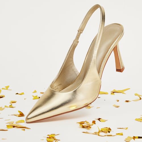 GENSHUO Women's Slingback Heels Closed Pointed Toe Dress Pumps Shoes Slip On 4 Inch High Stiletto Comfortable Sexy Wedding Work Casual Prom Party3