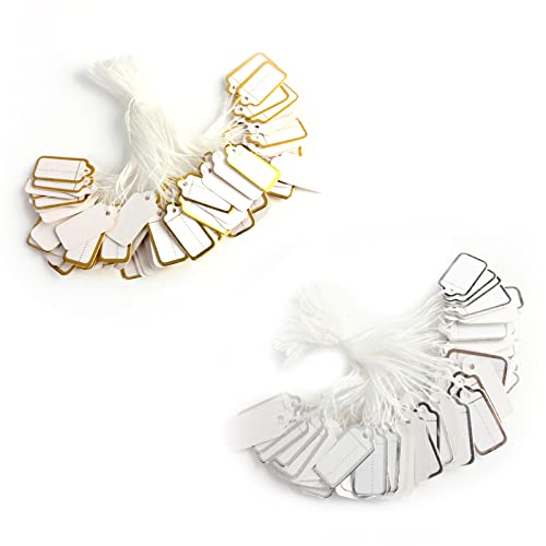 Étiquettes De Prix En Papier 200 Pièces Étiquettes De Marquage Avec Cordon Étiquettes D'affichage De Vêtements Tags D'affichage Pour Mariage Vêtements Cadeau Emballage (1.3 × 2.6cm) Cover