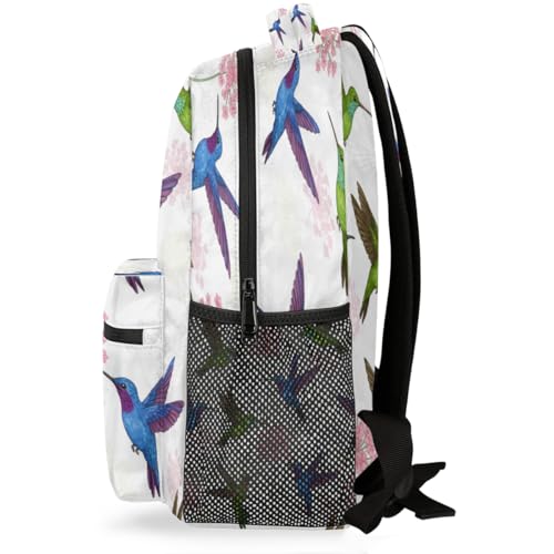 Mochila escolar de colibrí y flores para ordenador de 15.6 pulgadas 3