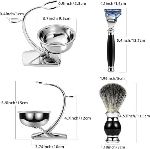 Image of GRUTTI Premium Shaving Kit for Men, 4 in 1 Shaving Set Includes Shaving Stand & Soap Bowl &Brush, Deluxe Safety Mens Razor Holder with Non Slip Base Shaving Kit compatible with Fusion 5