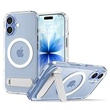 Spigen 【創業18年の技術力】 iPhone 17 ケース MagSafe対応 360°回転 スタンド付き マグネット搭載 クリア 透明 米軍MIL規格 ウルトラ・ハイブリッドS・マグフィット (クリア・ホワイト) ACS09981