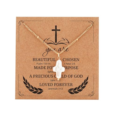 Pearl Cross Necklace for Women Nature Freshwater Pearl Cross Necklace Baroque Pearl Necklace Chunky Big Cross Pearl Necklace