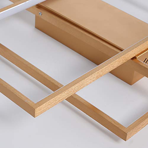 Jaycomey Dimmable Ceiling Light 50W,3 Square Gold LED Ceiling Light with Remote Control 3 Colors,Modern LED Chandelier Flush Mount Ceiling Lamp Fixtures for Living Dining Room Bedroom Kitchen