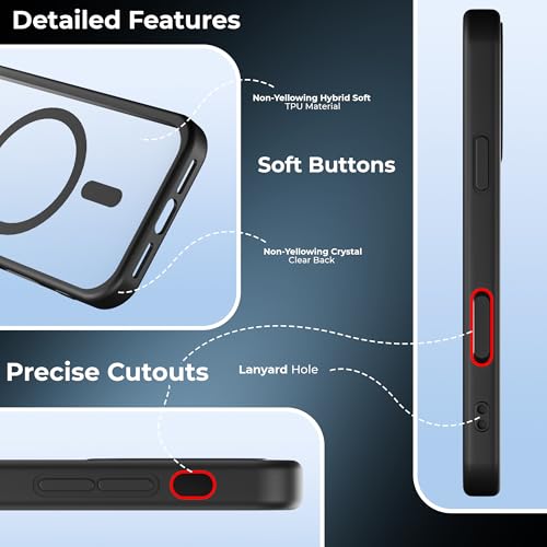 Image of A rtistque Clear Back Cover Case for iPhone 15 | Mag-Safe| Acrylic | Shockproof TPU Protective Design | iPhone 15 Back Cover Transparent - Black Bumper