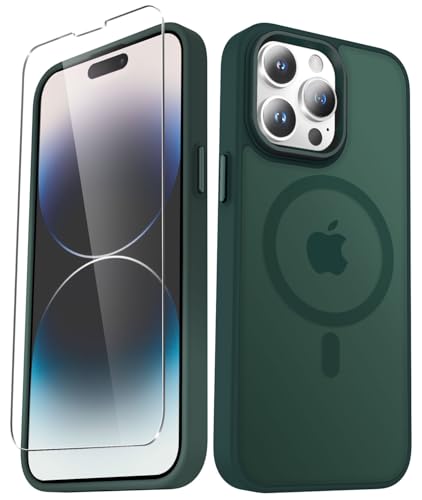 Image of YENAPOON for iPhone 14 Pro Max Case, Matte Magnetic Phone Case, Dark Green