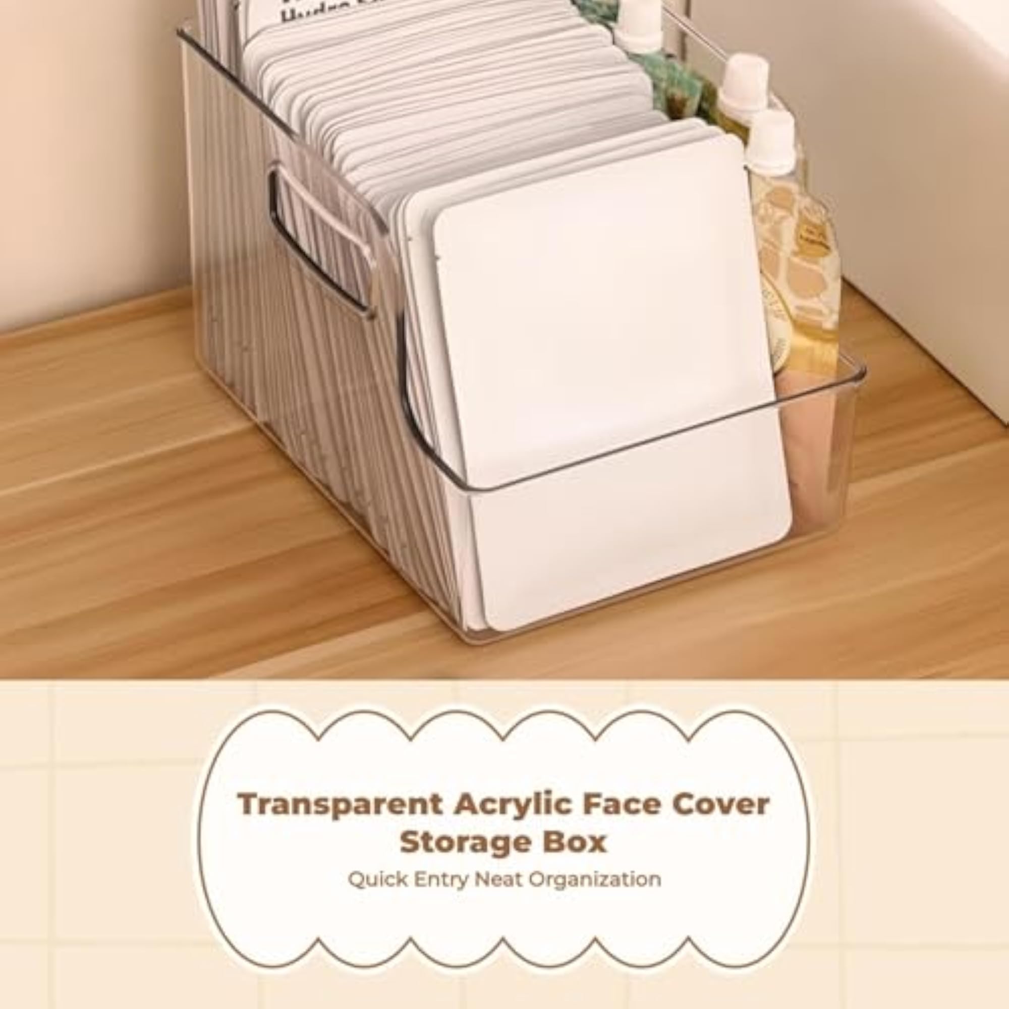 Acrylic Face Cover Storage Box, Clear Organizer