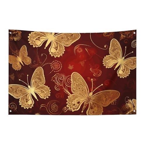 Drapeau papillon doré pour tournage et décoration grand format