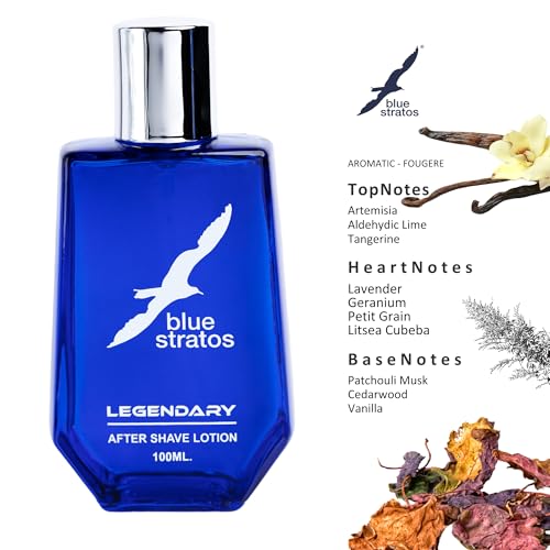 Image of Blue Stratos Legendary After Shave Lotion 100 ml | Skin Repair After Shave lotion For Cooling & immediate Relief | calms and soothes skin | Daily Use Aftershave Lotion for Men.