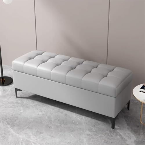 Puf de almacenamiento gris claro asiento