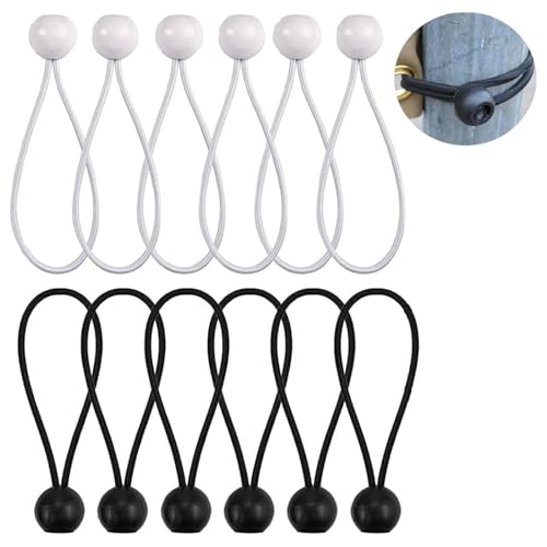 12 Pcs Bungee Balls, Durable Portable Bungee Cords for Tarpaulin/Tent Tarps/Canopy/Banner/Flag Poles/Pavilions/Camping Small Bungee Cords