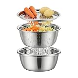Cesta de drenaje multifuncional: lavabo de acero inoxidable con rallador, cuenco para ensaladera de arroz, ralladores de cocina, | para verduras frutas arroz lavado drenaje cocina hogar comedor comida
