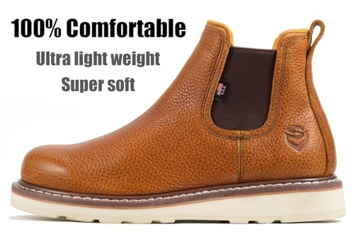 SUREWAY 6” Mens Slip On Chlesea Work Boots for Men-Soft Toe,GoodyearWelt,Extremely Comfortable Durable Proved,Superior Oil/Slip Resistant,Thicker Leather,EH Safety Industrial Construction Boots2