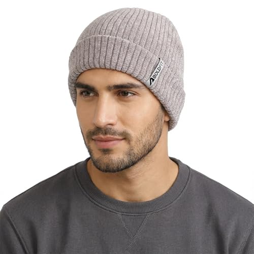 Boldfit Beanie Cap for Men Woolen Winter Cap for Men and Women in Winters for Thermal Wear Stylish Soft Caps for Boys & Girls for Warm Wear Head Garam Topaa for Cold Season Grey
