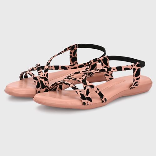 Image of Centrino Women's Sandals | Trendy Stylish Slip-On Open Toe Sandals for Ladies | Animal Print Cross Strap Comfortable Casual Flip-Flop Sandals | Lightweight and Durable Fashion Footwear(9328)