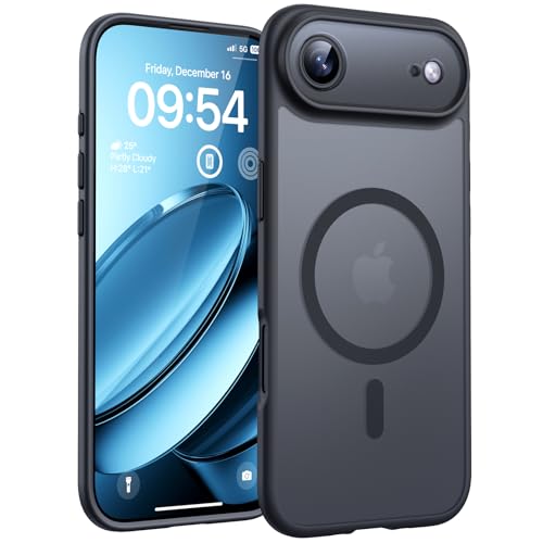 TOCOL voor iPhone Air Case Compatibel met MagSafe, Volledige Camerabescherming, Schokbestendig Anti-vingerafdruk Anti-slip Hoesje Dunne Translucente Matte Backcover 6,5-Inch, Zwart