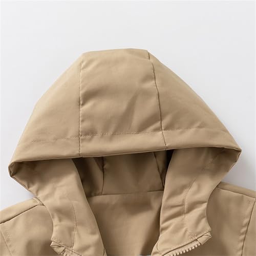 Toddler Kids Hooded Raincoat Zip Solid 𝗪aterproof Soft Lined Outerwear Fall Warm Windproof Coat with Pocket3