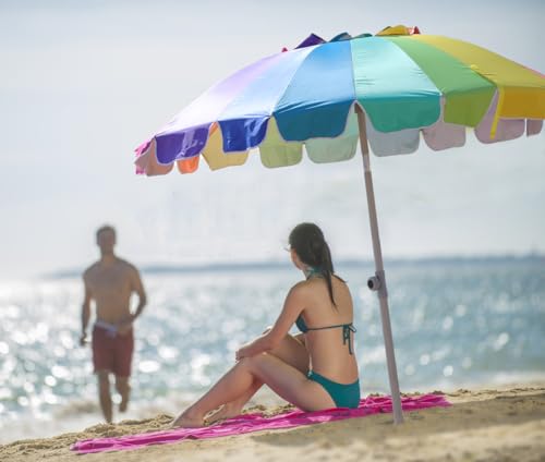 Ammsun 8FT-RUM-G 7.5Ft Heavy Duty High Wind Beach Umbrella With Sand Anchor & Tilt Sun Shelter, Uv 50+ Protection Outdoor Umbrellas Sunshade With Carry Bag For Patio Garden Pool Backyard Rainbow thumb #3