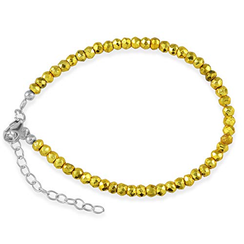 Pulsera de pirita dorada, pulsera de cuentas pequeñas, pulsera de piedras preciosas, pulsera de chakras, pulsera de protección, pulsera de pirita con piedras preciosas Cover