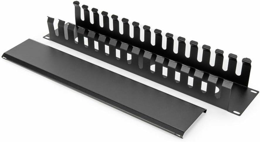 Miniatura 7 de Rocstor Panel de gestión de cables de rack de conductos de dedo horizontal 2U con cubierta