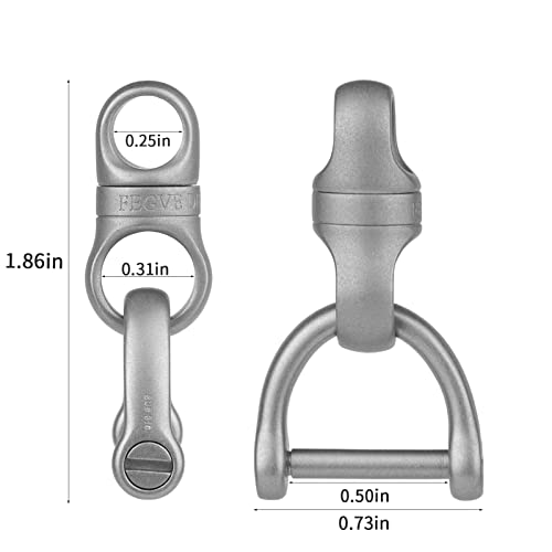 Image of FEGVE Titanium 360 Swivel Key Ring with 1 /2″ D Ring Keychain for Car Key | Very Mini Key Link Connector, Titanium ultra-light, Rust-proof, Anti-deform, Tangle-free Swivel