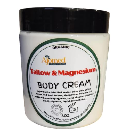 Tallow & Magnesium Body butter - Grass Fed and Finished beef tallow Magnesium Cream- Handmade tallow moisturizer for Cracked, Dry, Itchy skin- dry skin body care (LAVENDER VANILLA)