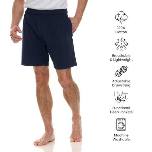 Essential Elements 3 Pack: Mens Cotton Shorts - 100% Cotton Lounge Athletic Casual Sleep Casual Pajama PJ Shorts4