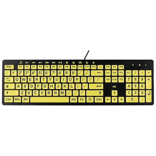 Clevy Large Print Computer Keyboard, High Contrast USB Wired...