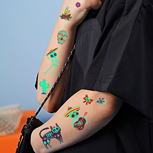 Day of the Dead Luminous Temporary Tattoos for Kids - Image 3
