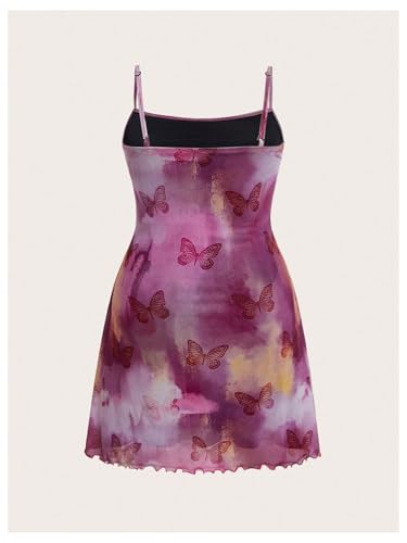 SHENHE Women's Plus Size Tie Dye Butterfly Mini Dress Spaghetti Strap Sleeveless Y2k Cami Dress2