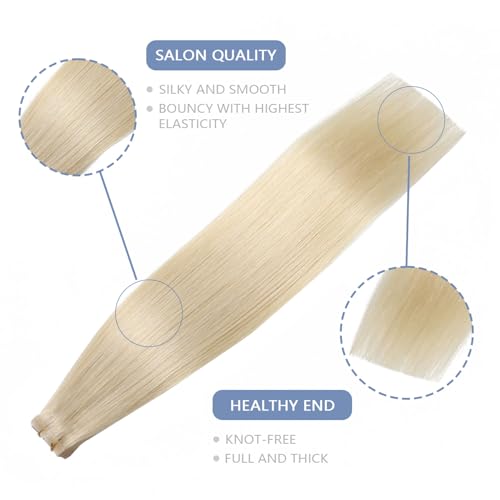 Image of COOKAYU Invisible Tape in Human Hair Extensions, Injected Tape in Hair Platinum Blonde 45g 20pcs 20Inch Seamless Extensions Straight Invisi Edge Tape ins