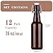KITGLASCUP 16.5 oz 12 Pack Amber Swing Top Glass Bottles for Airtight Lids, Home Brewing and Fermentation Kombucha, Vanilla Extract, Beverage, Water, Kefir