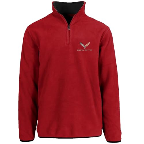 JH Design Men’s Chevy Corvette C7 Quarter Zip Fleece Sweatshirt 3 Colors