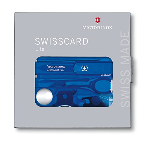Victorinox Swiss Card Lite, Swiss Made Pocket Tool, 13 Functions, LED, Magnifier, Blue Transparent - Image 7