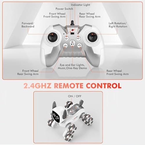Image of Amitasha Remote Control Transform Robot Dog 8x8 RC Drift Car 8WD Toy with Light and Music 8 Wheel Drive 360 Stunt Car, Birthday Gifts for Boys Kids