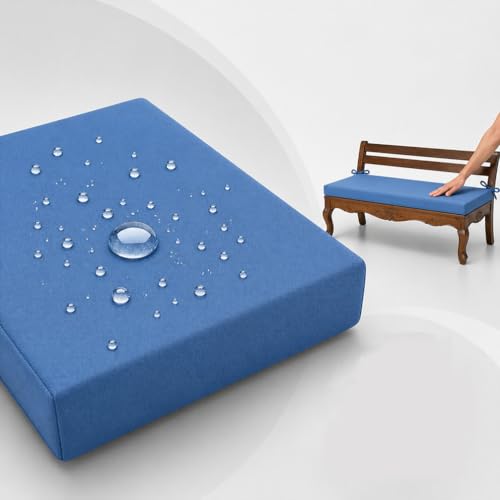 AZMAHT Coussin Chaise Exterieur en Polyester Déperlant, Coussins De Jardin 50D 5 Cm Antidérapants, Coussin Banquette Housse Amovible pour Banc Terrasse...