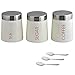 Produktbild Kosma 3er Tee, Kaffee, Zucker, Metall Kanister Set mit Deckel aus Edelstahl in lebendigen Cremefarben 3pc Edelstahl Tee/Kaffee/Zucker Löffel