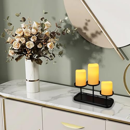 Image of Remote Control Rechargeable Flameless LED Pillar Candle Light, Outdoor /Indoor Flicker Plastic Candle, 3 Pack with Remote Control