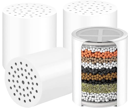 AOERUOW 4-Pack Replacement Shower Filter Cartridge Compatible with Eskiin High Pressure Filtered Shower Heads,Water Softener Filter for Hard Water Reduce Chlorine and Harmful Substances