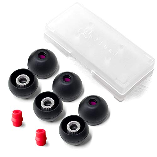 Final Audio Black+Black/Red Silicone Type E Eartips kit with Case and Nozzle Adaptor Compatible with 1More, AKG, Audio-Technica, Beats by Dre, Campfire Audio, Empire Ears, Shure, Sony, Westone (X-Lg)
