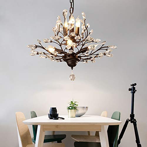 Lustres en cristal clair 9 têtes plafonnier design noir moderne - 2