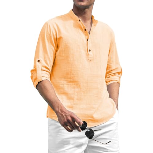 Image of Beige Color Cotton Blend Mandarin Neck Short Kurta Straight Kurta for Men (S)