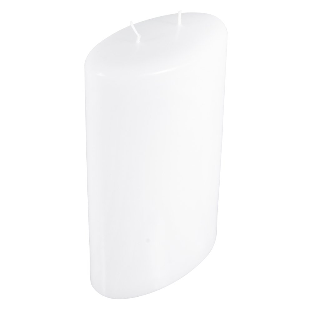 Rayher Kerze, weiß, oval, mit 2 Dochten, 100% Paraffin, Taufkerze, Hochzeitskerze, Kerzenrohling zum Verzieren und Basteln, 13,5 x 7,5 cm, Höhe 22 cm, 31550000