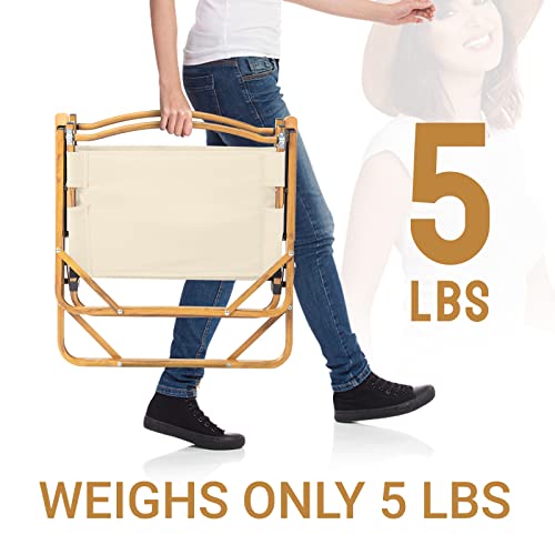 Outvita Portable Folding Camping Chair, Ultralight Low Beach Chair, Durable Aluminum Frame Armchairs For Hiking Concert Fishing Picnic, Supports 220Lbs (Beige Medium) #TOP4