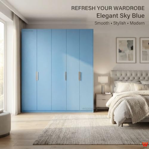 Image of WISDOM Frosty Blue Self Adhesive Wallpaper for Home & Furniture Peel and Stick Decorative Sticker, Easy to Clean & Durable for Kitchen Cabinets, Wardrobes, Tables & Smooth Surfaces (20x48 in)