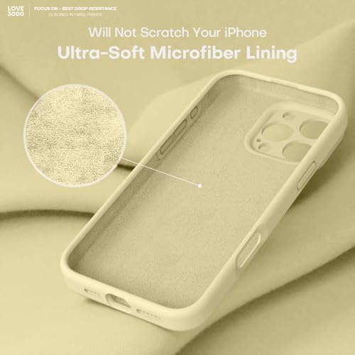 Image of LOVE 3000 Designed for iPhone 16 Pro Case, Premium Silicone with [Soft Anti-Scratch Microfiber Lining] Shockproof Protective Phone Case for Men Women Girls 6.3 inch, Creamy Yellow