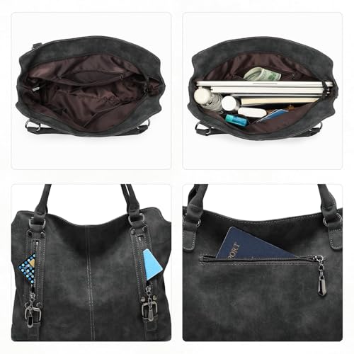 VINBAGGE Sac à Main Femme en Cuir Végétalien, Grand Sac Cabas Bandoulière – vue 8