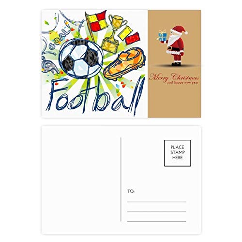 Cartes postales de football Père Noël dessin animé - Lot de 20 pour vœux de club